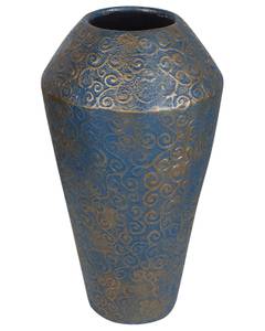 Dekovase MASSA Blau - Gold - Türkis - Keramik - 28 x 51 x 28 cm