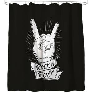 Duschvorhang Rock 'N' Roll 180 x 200 cm Schwarz - Textil - 180 x 200 x 200 cm