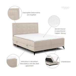 Boxspringbett Viggo Beige - Breite: 180 cm