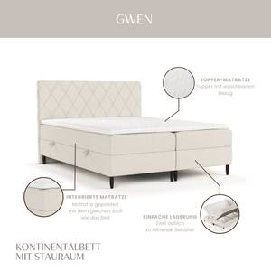 Boxspringbett Gwen mit Topper Creme - Breite: 200 cm