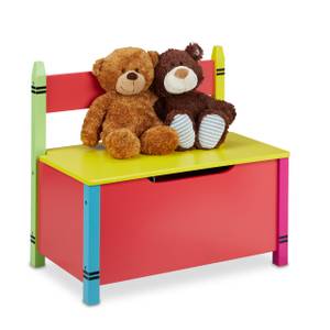 Kindersitzbank mit Stauraum Grün - Rot - Gelb - Holzwerkstoff - 60 x 55 x 35 cm