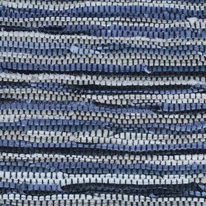 Flickenteppich Leder & Baumwolle Schwarz - Blau - Grau - Echtleder - Textil - 200 x 1 x 80 cm