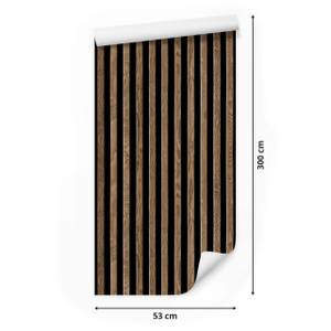 Papier Peint planches imitation bois Marron - Papier - 53 x 300 x 300 cm