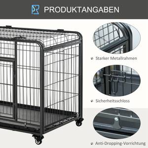 Hundekäfig D02-052 Grau - Metall - 58 x 70 x 94 cm