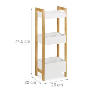 Badregal mit 3 Körben Braun - Weiß - Bambus - Holzwerkstoff - 28 x 75 x 20 cm