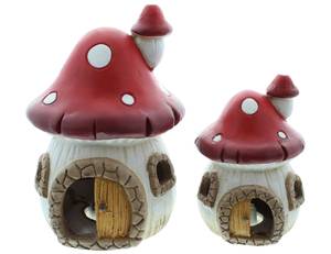 LED-Haus Pilz Set 2tlg. Stein - 6 x 16 x 6 cm