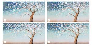 Tableau peint Evening in Spring Bleu - Blanc - Bois massif - Textile - 120 x 60 x 4 cm