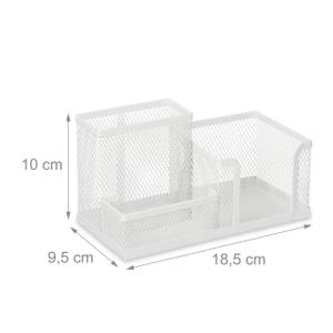 Organiseur bureau avec 3 compartiments Blanc - Métal - 19 x 10 x 10 cm