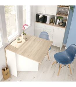 Table dépliable en 3 dimensions - H78 cm Blanc - Bois manufacturé - Matière plastique - 77 x 78 x 31 cm