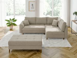 Ecksofa und Hocker Oskar Beige - Armlehne davorstehend rechts - Ecke davorstehend links