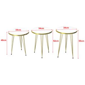 Set de 3 tables d'appoint Ry rondes Doré - 34 x 55 x 34 cm