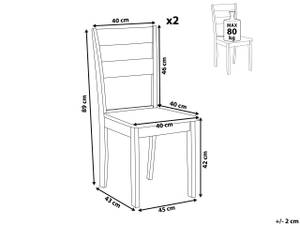 Esszimmerstuhl GEORGIA 2er Set Schwarz - Braun - Massivholz - 45 x 89 x 43 cm