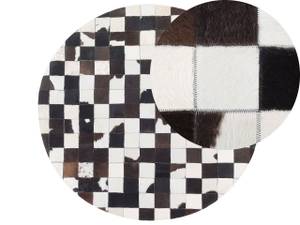 Tapis patchwork BERGAMA Noir - Blanc - Cuir véritable - 140 x 140 x 140 cm