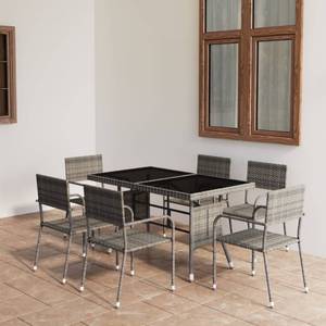 Salle à manger (lot de 7) 3009977-3 Gris - Métal - Polyrotin - 80 x 74 x 140 cm