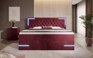 Boxspringbett Carlotta - LED, Stauraum Rot - Breite: 200 cm - H3