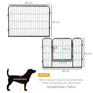 Welpenauslauf D06-141 Schwarz - Metall - 2 x 60 x 80 cm