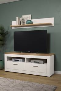 Table de télévision Shade Blanc - En partie en bois massif - 148 x 59 x 45 cm