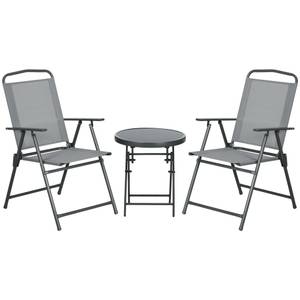 Garten Kaffeetisch Set 84G-282V00LG Grau - Metall - 64 x 93 x 54 cm