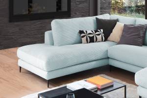 Sofa CARA Wohnlandschaft U-Form Cord Hellblau