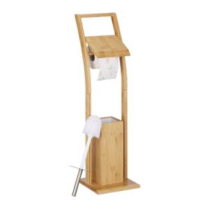 Ensemble WC bambou Marron - Argenté - Blanc - Bambou - Métal - Matière plastique - 20 x 74 x 20 cm