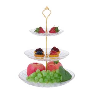Présentoir à gâteaux à 3 étages en verre Doré - Verre - Métal - 25 x 33 x 25 cm