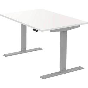 Höhenverstellbarer Schreibtisch Homedesk Weiß - Breite: 120 cm - Silber