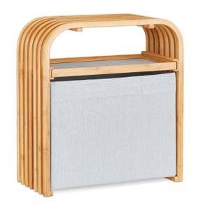 Bambus Hocker mit Aufbewahrung Braun - Grau - Bambus - Textil - 41 x 45 x 20 cm