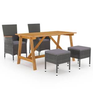 Garten-Essgruppe (5-teilig) 3068748 Grau - Massivholz - Holzart/Dekor - 70 x 74 x 140 cm