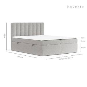 Boxspringbett Novento Hellgrau - Breite: 180 cm