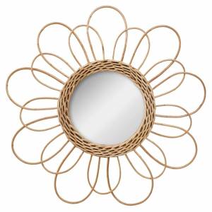 Miroir décoratif avec cadre en osier Beige - Fibres naturelles - 38 x 38 x 2 cm