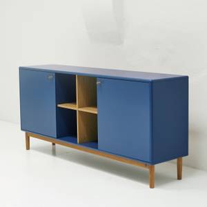 COLOR LIVING Large Sideboard Blau - Blaubeerblau - Eiche Dekor