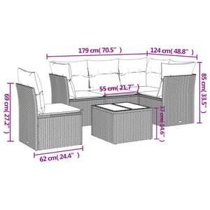 Gartensitzgruppe K6860(6-tlg) Schwarz - Massivholz - 69 x 62 x 62 cm