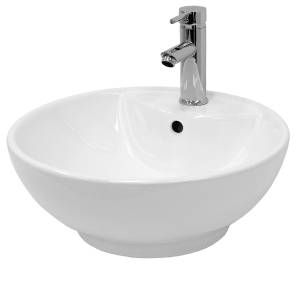 Vasque ronde Ø 455x185 mm blanc Blanc - Céramique - 46 x 19 x 46 cm