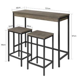 Table + 2 x Tabourets OGT30-N Marron - Bois manufacturé - 121 x 97 x 46 cm