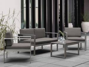 Sitzgruppe SALERNO 4-tlg Grau - Silber - Metall - 142 x 80 x 70 cm