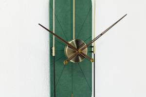 Horloge murale design THE GREEN PLANET. Vert - Bois manufacturé - Métal - 20 x 90 x 2 cm