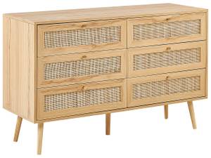 Kommode PEROTE Braun - Gold - Rattan - 51 x 12 x 132 cm