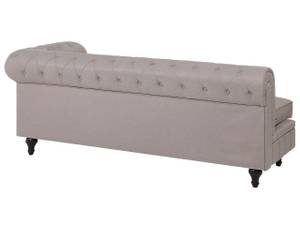 Ecksofa CHESTERFIELD Beige - Eiche Dunkel - 280 x 77 x 85 cm - Textil