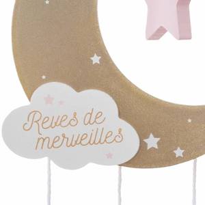 deco mural mdf lune rose 45x16, rose Multicolore