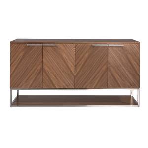 Buffet en bois de noyer et acier chromé Marron - Bois manufacturé - 160 x 80 x 46 cm