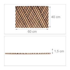 Paillasson rayures en fibres de coco Beige - Noir - Fibres naturelles - Matière plastique - 60 x 2 x 40 cm