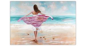 Acrylbild handgemalt Salty Sea Breeze Blau - Türkis - Massivholz - Textil - 120 x 80 x 4 cm