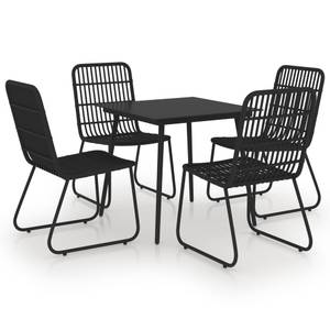 Garten-Essgruppe (5-teilig) 3012986-3 Schwarz - Kunststoff - Polyrattan - 80 x 74 x 80 cm