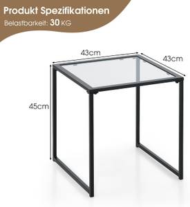 Gartentisch ZB33386 Glas - 43 x 45 x 43 cm