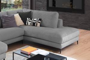 Sofa CARA Wohnlandschaft U-Form Cord Grau