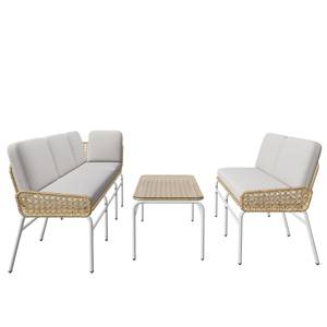 Gartenlounge-Set 3tlg Phanes Ⅲ Grau - Metall - Polyrattan - 60 x 80 x 180 cm