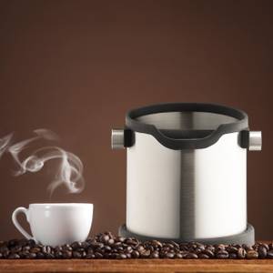 Abklopfbehälter für Kaffeesatz Schwarz - Silber - Metall - Kunststoff - 17 x 17 x 17 cm