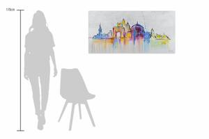 Acrylbild Bucharest Skyline Silhouette Grau - Massivholz - Textil - Holz teilmassiv - 120 x 60 x 4 cm