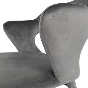 2 chaises velours gris accoudoirs -SWEET Gris