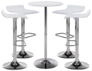 Bartisch Set Esberg Weiß - Kunstleder - 142 x 108 x 142 cm